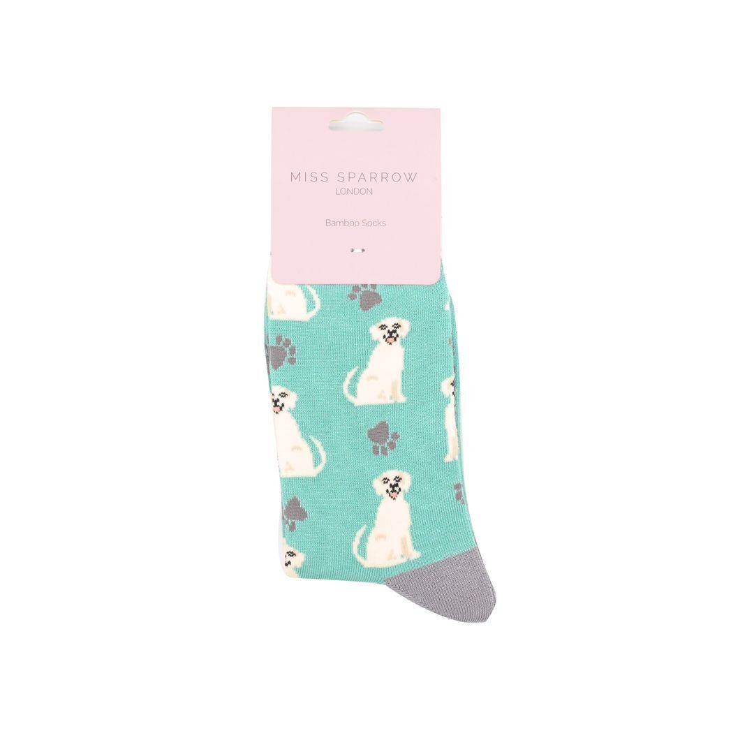 Happy Labrador Dog Socks Super Soft Eco Bamboo Mint Sale