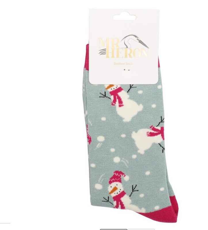 MR Heron Snowmen Socks Soft Breathable Cozy Bamboo Mix Christmas