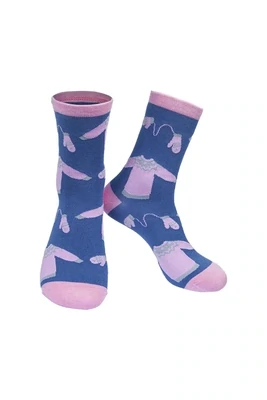 Womens Bamboo Socks Jumper Novelty Ankle Socks Blue Pink by MSH
