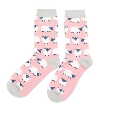 MISS SPARROW Happy Sheep Socks Soft Eco Friendly Bamboo Blend Pink
