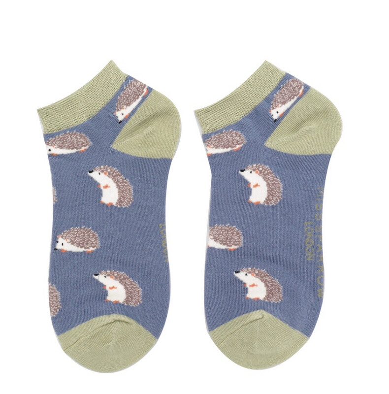 MISS SPARROW Socks Cute Hedgehog Blue Trainer No Show