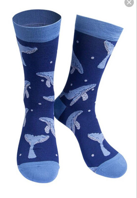 Sock Talk Humpback Whale Socks Men's Blue Breathable Bamboo REDUCED