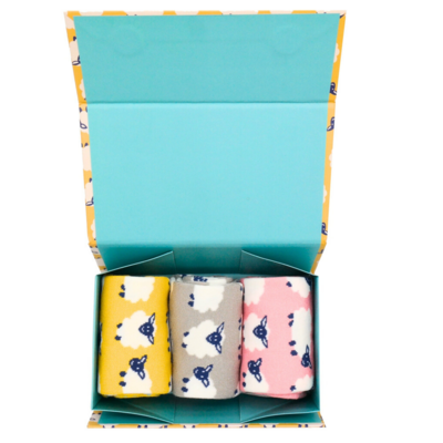 Miss Sparrow Happy Sheep Gift Box Eco Friendly Bamboo Blend 3 Pairs