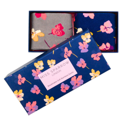 Violas Socks Gift Box Super Soft Breathable Bamboo Blend Eco Friendly 2 Pairs
