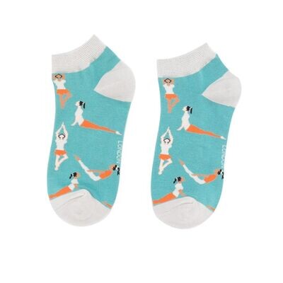 MISS SPARROW Yoga Pose Trainer Socks Super Soft Bamboo Mix Duck Egg One Pair Size 4 to 7