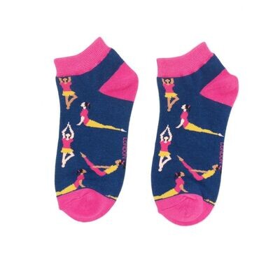 MISS SPARROW Yoga Pose Trainer Socks Super Soft Bamboo Mix Navy One Pair Size 4 to 7