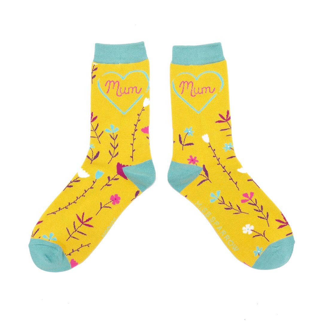 MISS SPARROW LONDON Mum Socks Yellow Super Soft Eco Friendly Sustainable Bamboo Mix