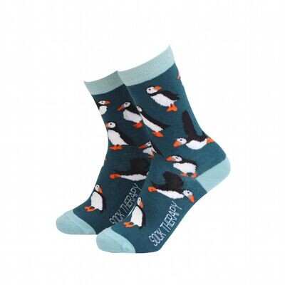 Sock Therapy Womens Novelty Puffin Socks Soft Bamboo Blend Eco Friendly
