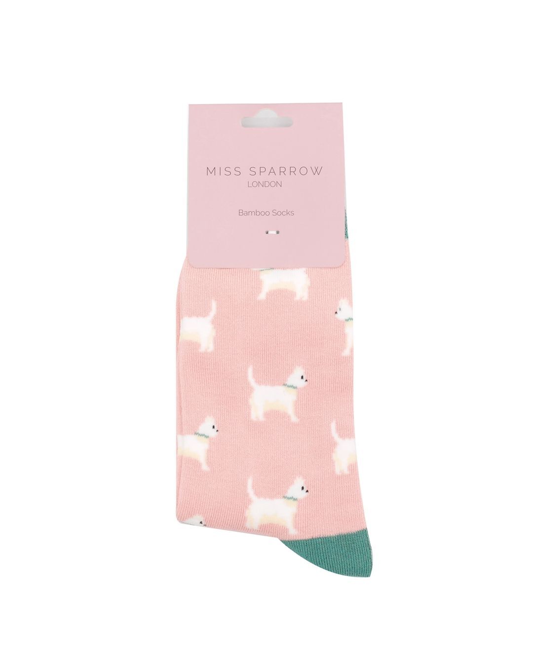 MISS SPARROW Scottie Dog Socks Pink  Super Soft Breathable Bamboo Blend