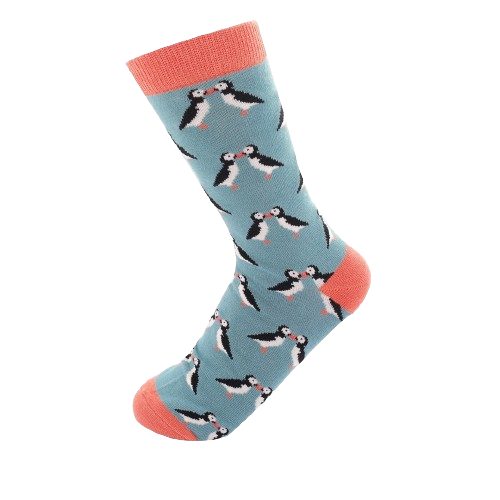 Puffins Socks Duck Egg Super Soft Breathable Bamboo Blend