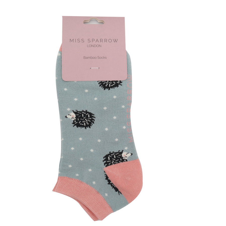 MISS SPARROW Sleepy Hedgehog Trainer Socks Womens Super Soft Bamboo SALE