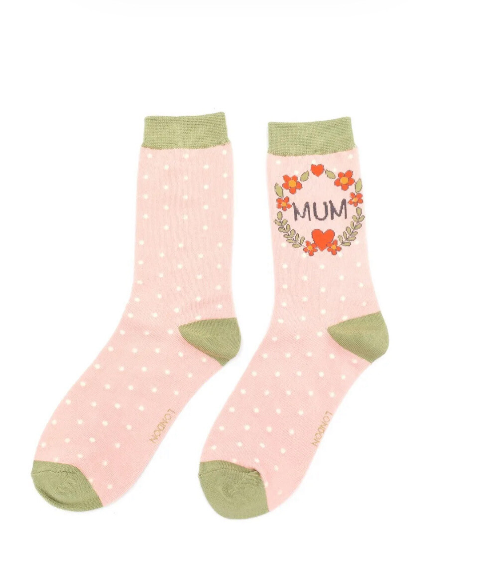 MISS SPARROW LONDON Mum Socks Wreath Pink Super Soft Eco Friendly Sustainable Bamboo Mix