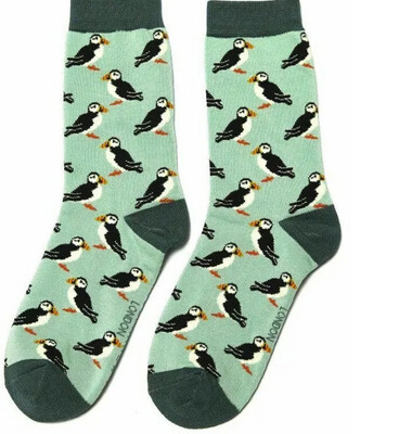 MISS SPARROW Socks Puffin Print Soft Bamboo Blend Eco Friendly