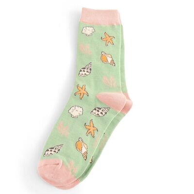 MISS SPARROW Seashell Socks Summer Time Mint Super Soft Breathable Bamboo Blend