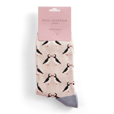 Puffins Socks Silver Super Soft Breathable Bamboo Blend