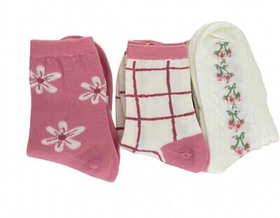 Zelly Pink Ankle Socks Soft Breathable Cotton With Spandex Pack of 3 Size 3 to 7 SALE