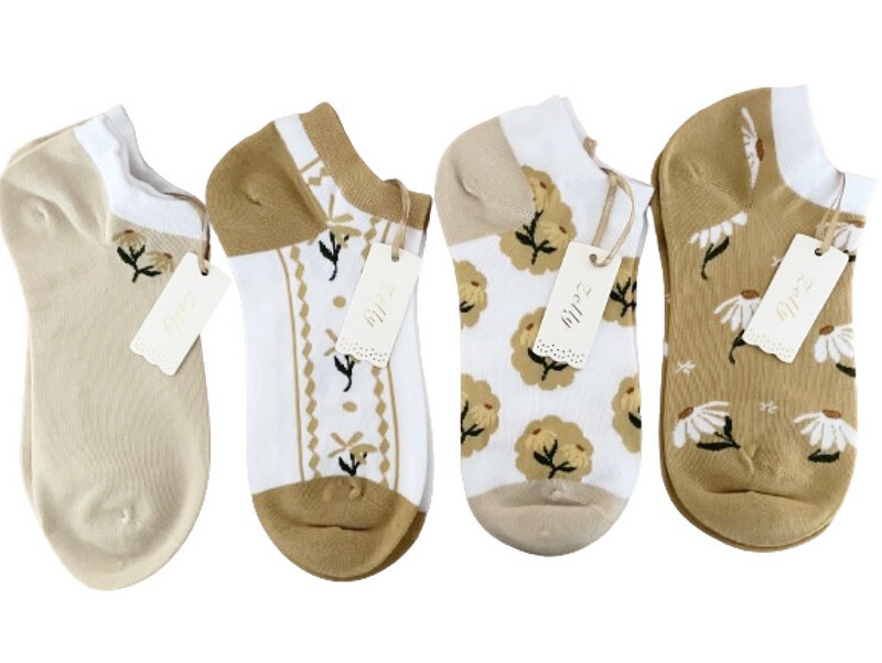 Zelly Daisy Trainer Socks Cotton Blend Pack of 4 Size 3 to 7 SALE