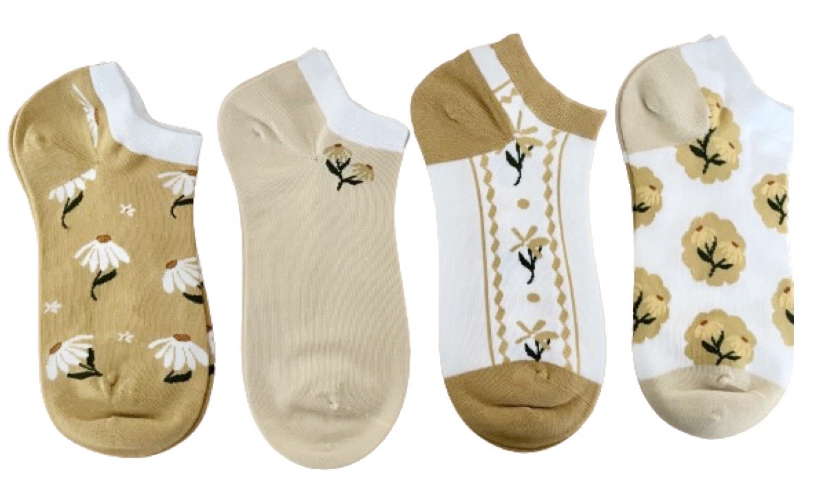 Zelly Daisy Trainer Socks Cotton Blend Pack of 4 Size 3 to 7 SALE