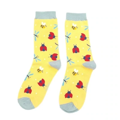 MISS SPARROW Ladybug Bee Socks Yellow Super Soft Bamboo Blend