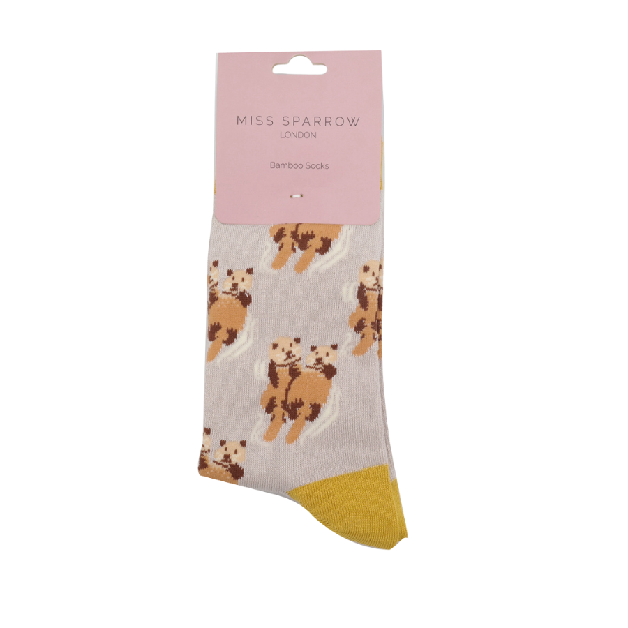 MISS SPARROW Cute Otters Socks Silver Super Soft Bamboo Blend