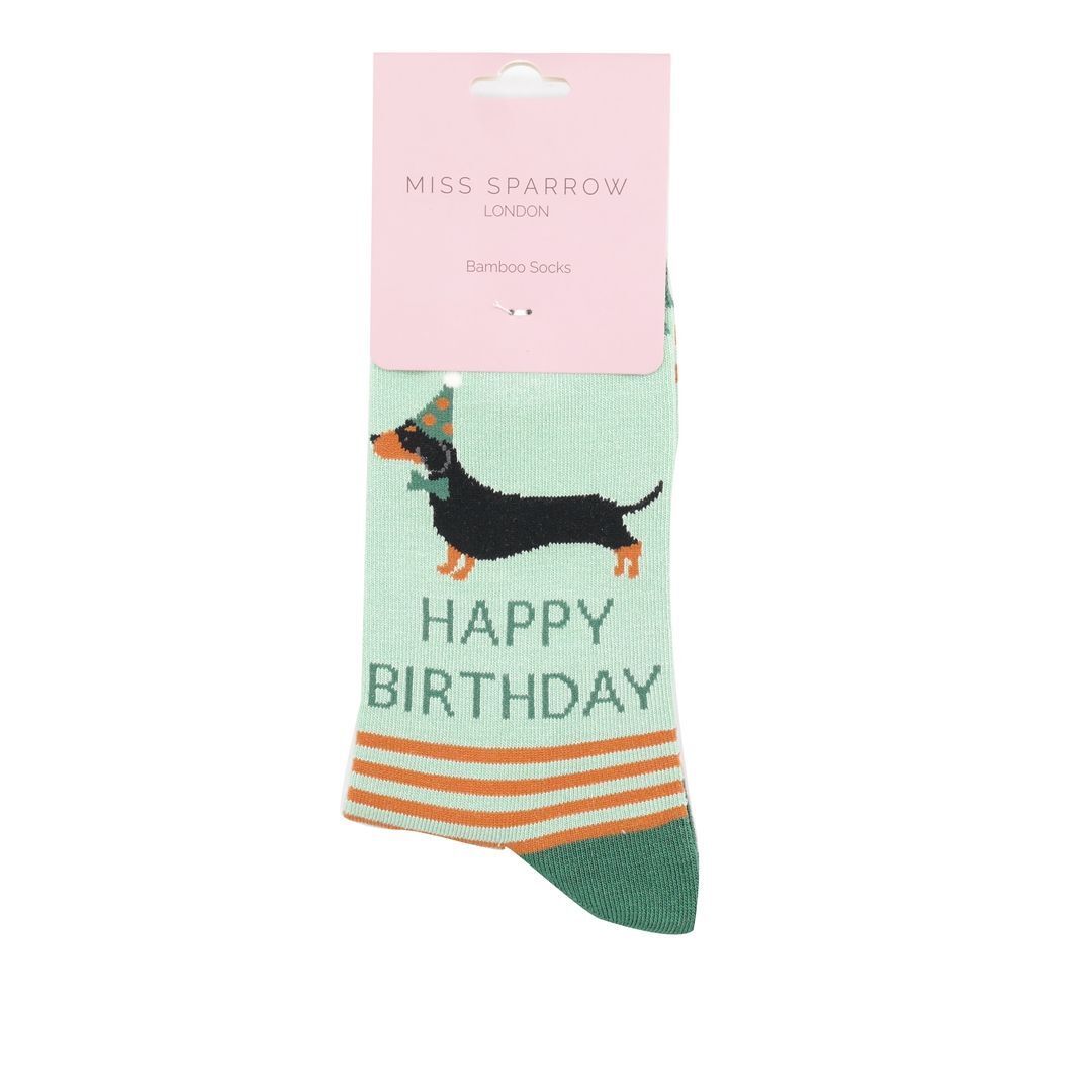 MISS SPARROW Happy Birthday Sausage Dogs Mint Bamboo Blend