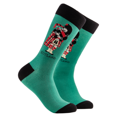 Soctopus Scottish Bagpipes Green Socks A Gift From Scotland Soft Cotton Blend Size 9 to 12