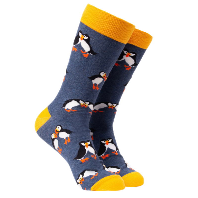 Soctopus Puffin Socks Mates For Life Socks Blue Soft Cotton Blend