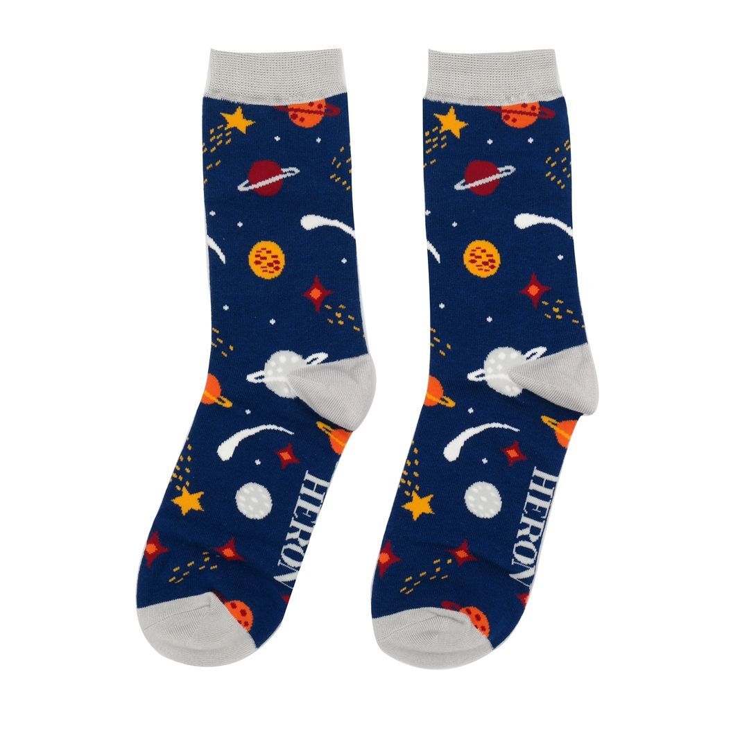 MR HERON Space Socks Gift Box Bamboo Breathable Eco Friendly 2 Pairs Perfect Gift