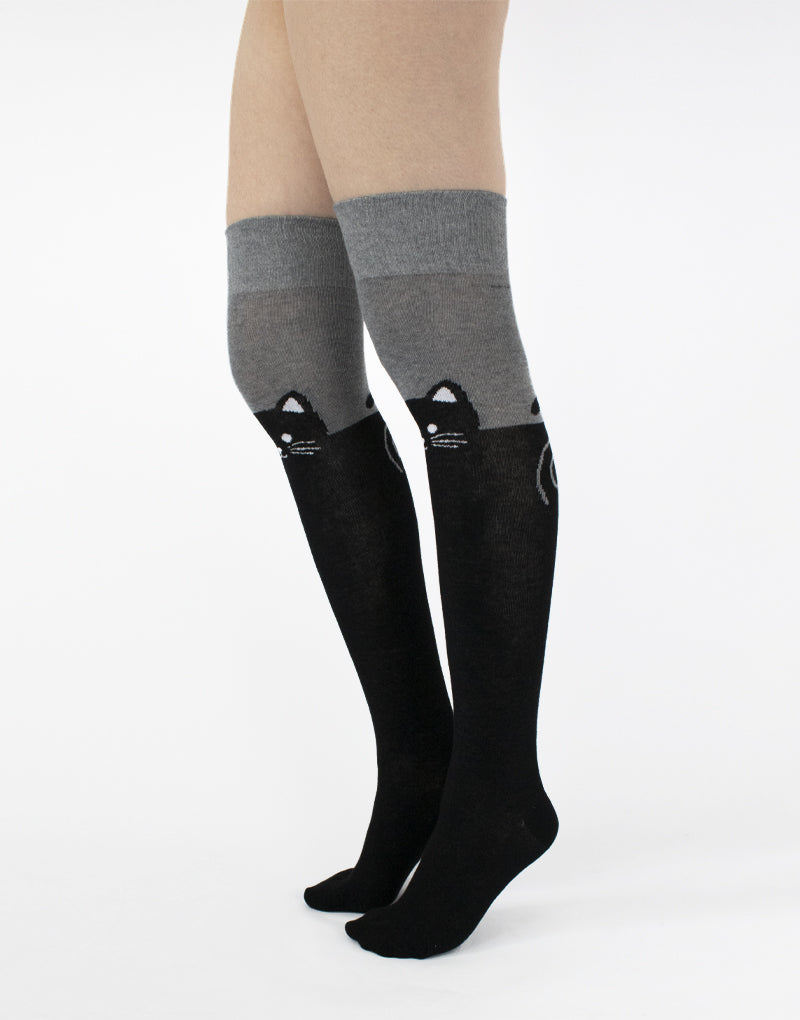 PAMELA MANN Cat Over The Knee Socks One Size Soft Cotton Blend