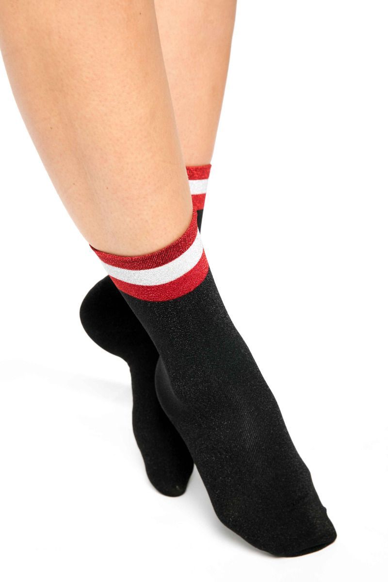 Miss Sparrow Sparkling Glitter Ankle Socks Black Club Wear Parties