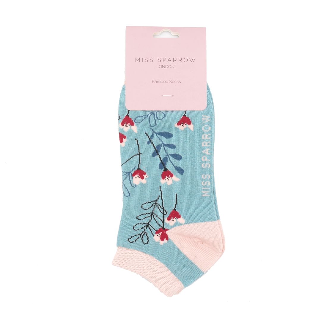 MISS SPARROW Wild Floral Flower Trainer Socks Super Soft Breathable Eco Friendy Bamboo Blend Womens