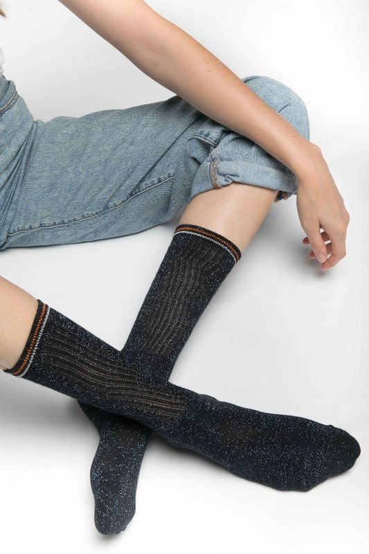 MISS SPARROW Navy Socks Sparkling Glitter Shine Club Wear Parties Nights Out SALE