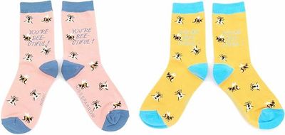 Pack 2 MISS SPARROW You Are Bee Utiful Socks Super Soft Breathable Bamboo Blend Eco Friendly