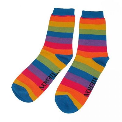 Mr Heron Mens 2 Pairs Stripes Socks Boxed Super Soft Breathable Bamboo Blend Eco Friendly