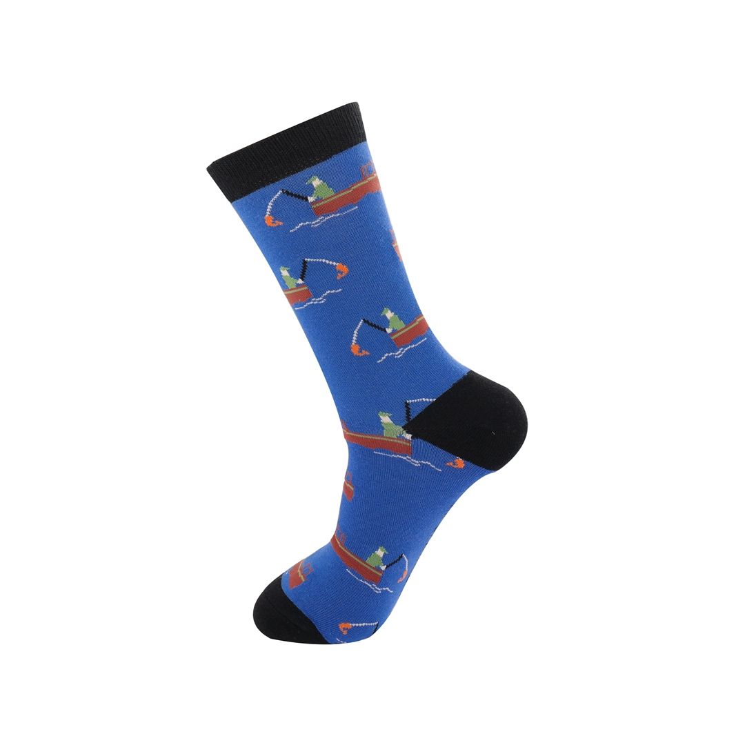 Mr Sparrow Gone Fishing Socks Royal Blue Bamboo Blend For Men