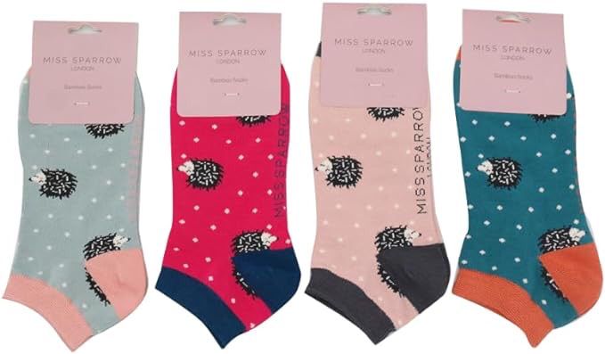 MISS SPARROW Pack 4 Socks Cute Hedgehogs Bamboo Blend Eco friendly