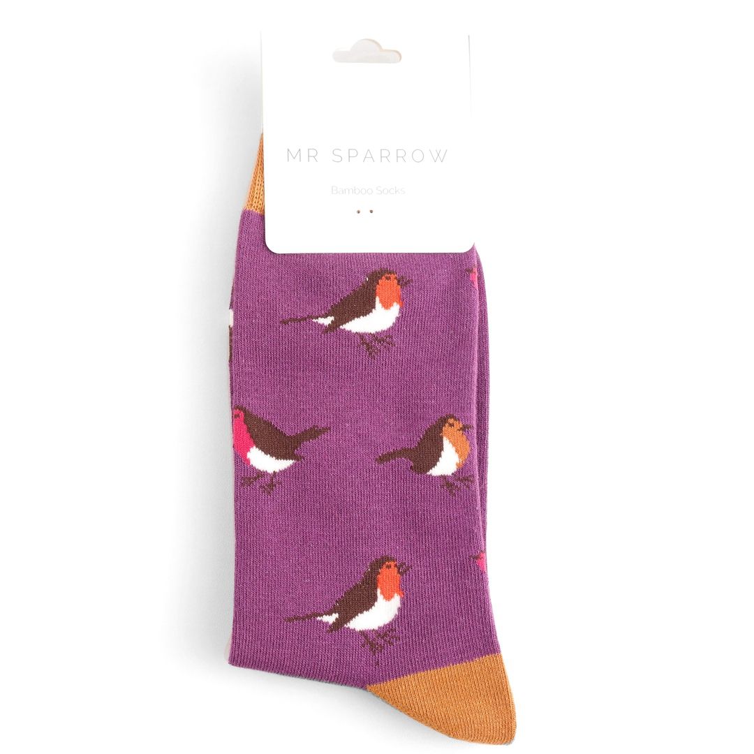 Mr Sparrow Robin Socks Purple Super Soft Bamboo Blend For Men 7 to 11