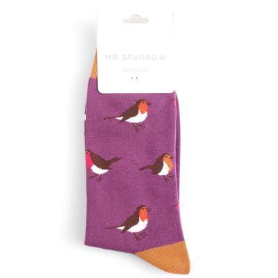 Mr Sparrow Robin Socks Purple Bamboo Blend SALE