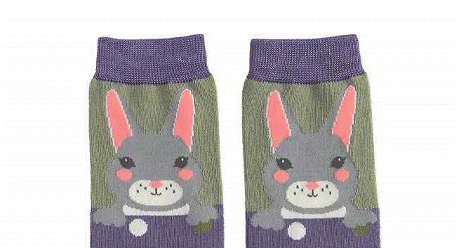 MISS SPARROW Socks Lilac Bunny Rabbit Super Soft Bamboo Blend