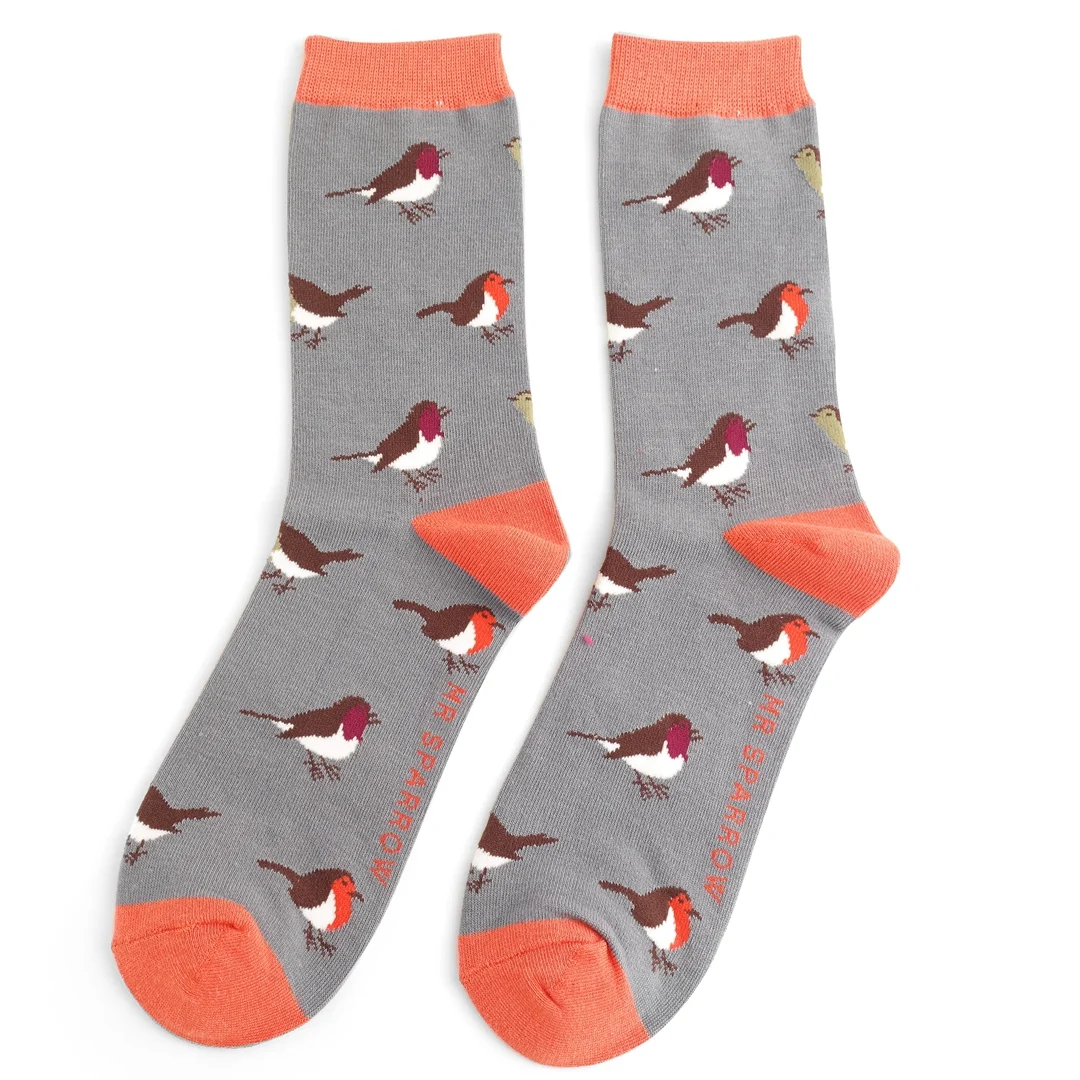 Mr Sparrow Robin Socks Grey Super Soft Bamboo Blend For Men