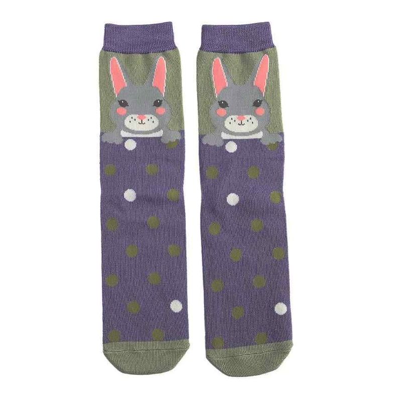 MISS SPARROW Socks Lilac Bunny Rabbit Super Soft Bamboo Blend
