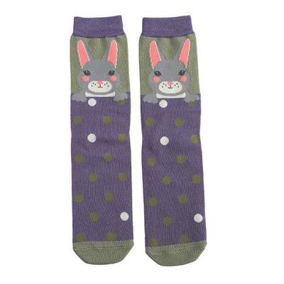 MISS SPARROW Socks Lilac Bunny Rabbit Super Soft Bamboo Blend