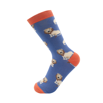 MISS SPARROW Lion Socks Denim Blue Super Soft Bamboo Blend Size 4 to 7