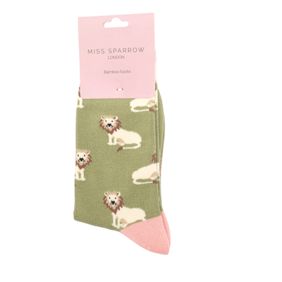 Lion Socks Olive Eco Friendly Super Soft Breathable Bamboo UK Size 3 to 7