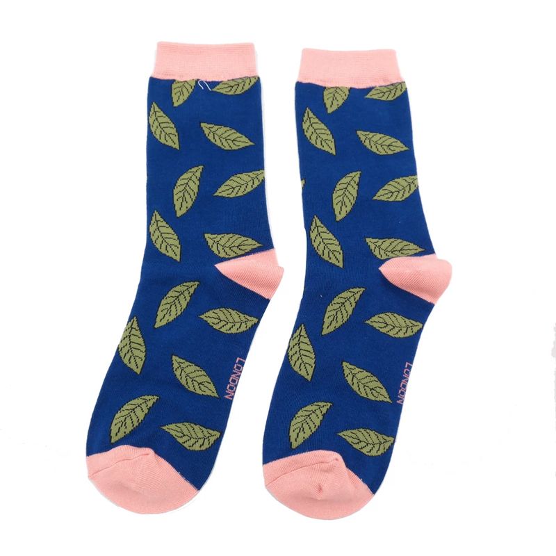 Miss Sparrow Leaf Socks Navy  Eco Friendly Super Soft Breathable Bamboo