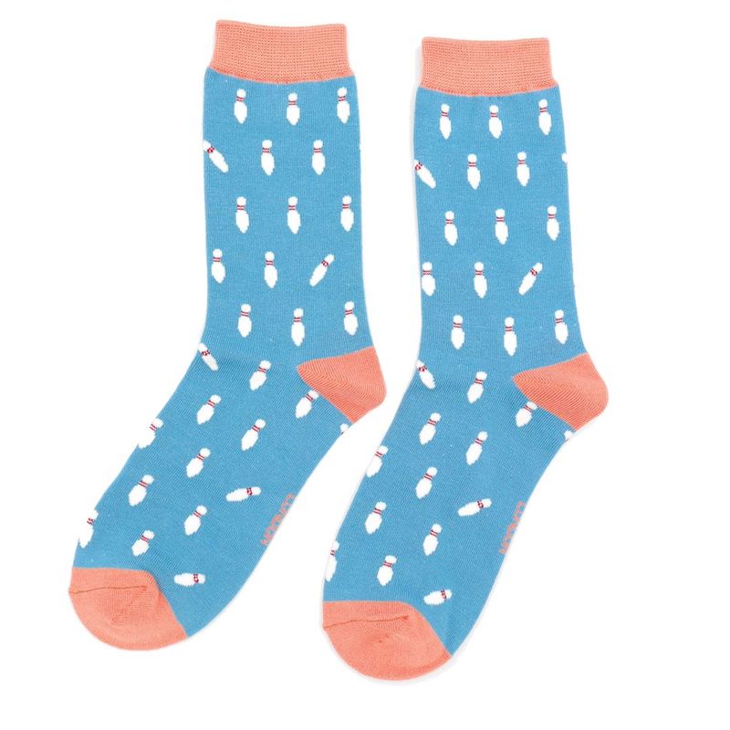 Miss Sparrow Skittle Bowling Socks Blue Super Soft Breathable Bamboo