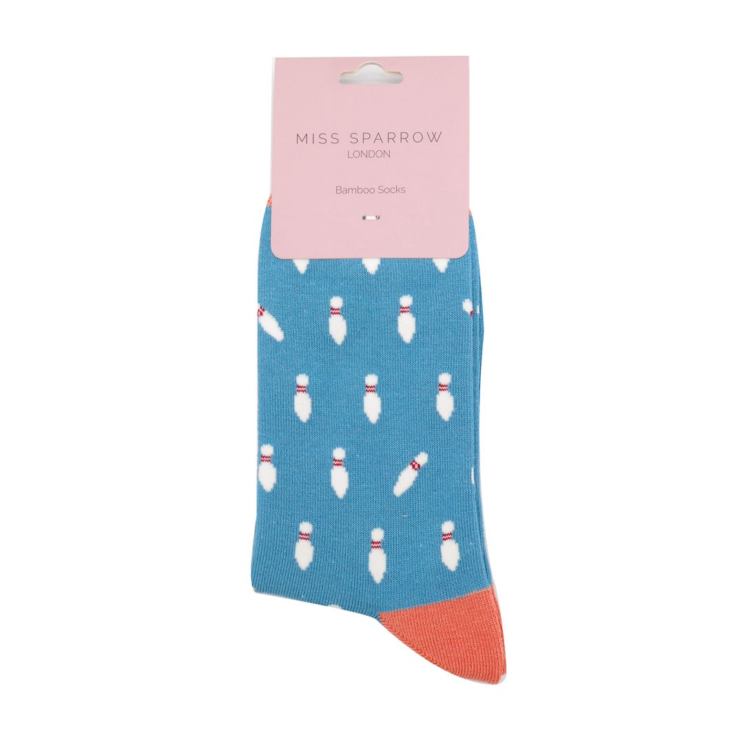 Miss Sparrow Skittle Bowling Socks Blue Super Soft Breathable Bamboo