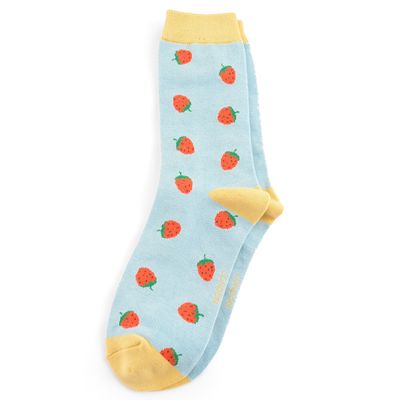 Miss Sparrow Strawberry Socks  Bamboo Blend Sky Blue