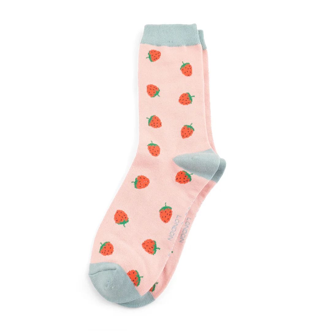 Miss Sparrow Strawberry Socks  Bamboo Blend Pink