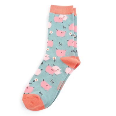 Miss Sparrow  Pretty Pig  Socks Duck Egg Bamboo Blend
